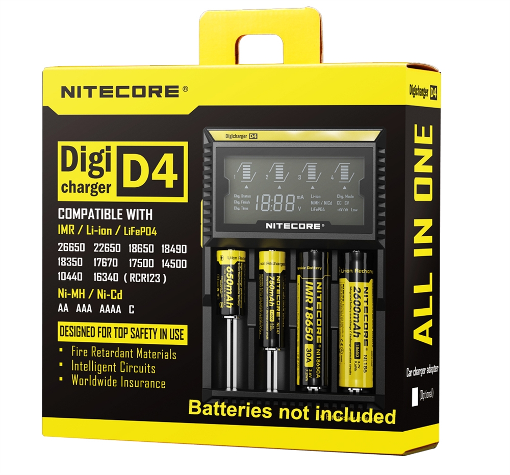 Nitecore D4 batterilader til lommelykt Nitecore D4 batterilader til lommelykt